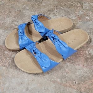 Jack Rogers Double Knot Leather Comfort Sandals Annie Blue Azure Size 8.5